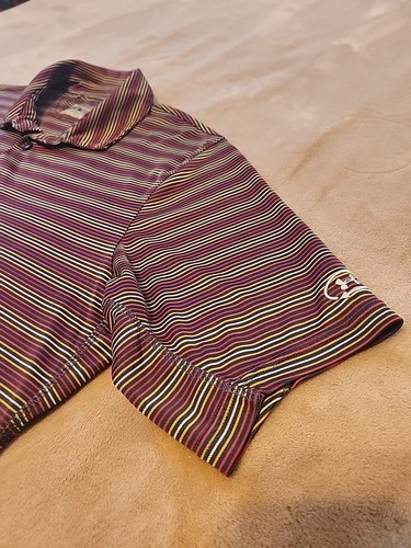 NEW Under Armour Catalyst mens polo shirt MEDIUM Maroon stripe short sleeve - Picture 3 of 6