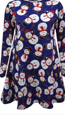 Womens Long Sleeve Christmas Xmas Plus Size Swing Skater Dress Santa  Rudolph | eBay