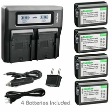 Kastar DUAL LCD Ultra Fast Charger 4 Batteries for Sony NP-FW50