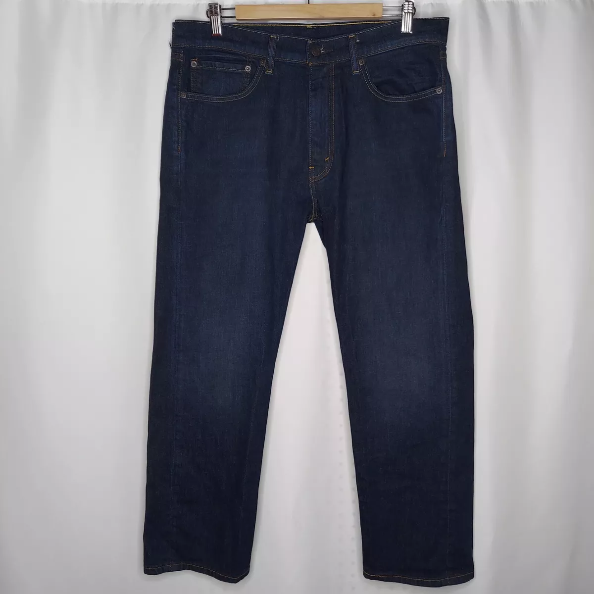 Levis Jeans 36X29 Men 505 Dark Blue Straight 5 Pocket Button Zip