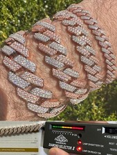 MOISSANITE Real Miami Cuban Link Prong Bracel...