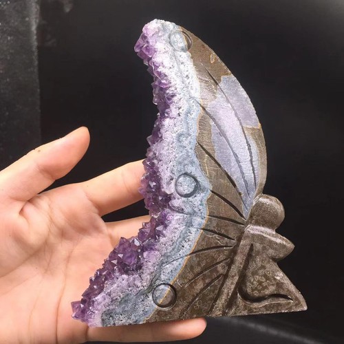 Natural Uruguay Amethyst Crystal Cluster Healing Butterfly Fairy Decoration 6'' - Picture 11 of 12
