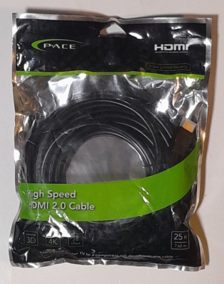 Pace High Speed 2.0 HDMI Cable 25 Ft. Supports 4K 3D