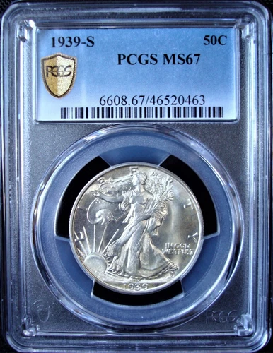 1939-S Walking Liberty Silver Half Dollar - PCGS MS 67 - Gold Shield