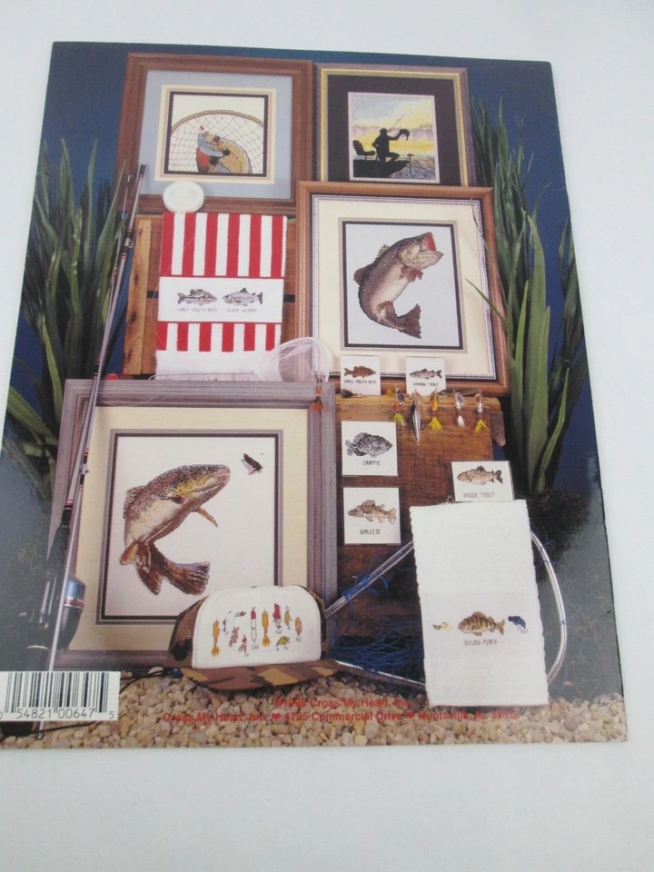Cross My Heart GONE FISHING Fish Bass Counted Cross Stitch Pattern BOOK Only - Image 2 of 2
