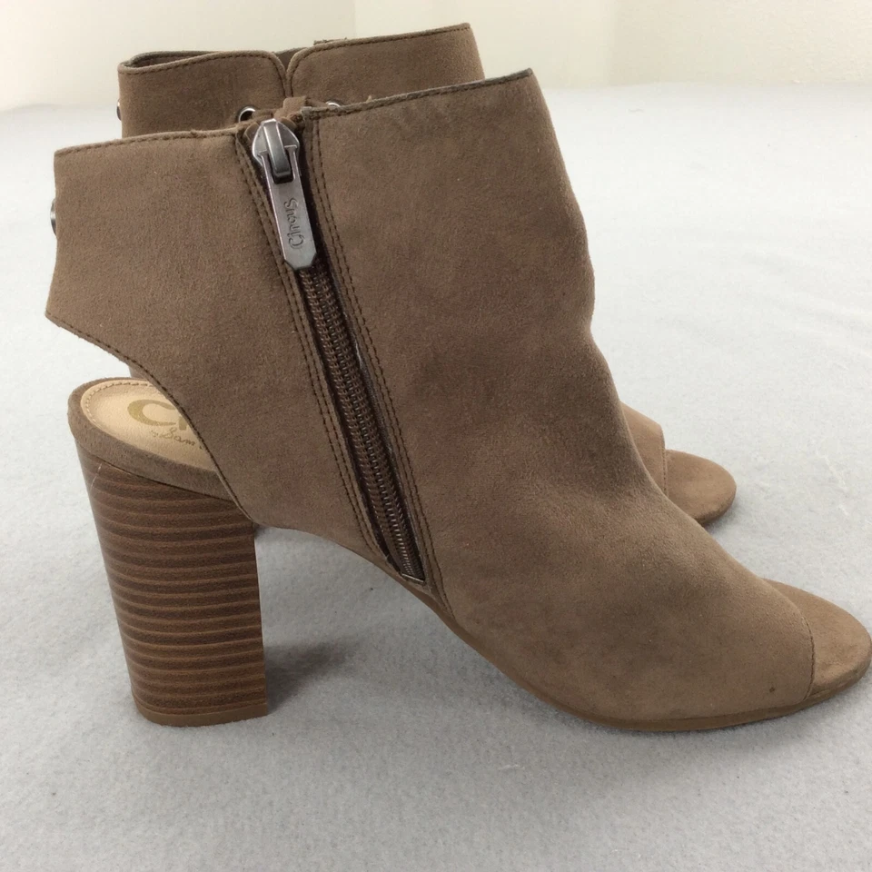 Circus By Sam Edelman Booties Women's 8.5 Brown High Block Heel Zip Shoes Heels - Image 3 of 4