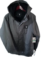 New Spyder Hooded Parka Jacket Full-Zip Men's Large Solid Polar Gray MSRP$299.00