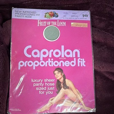 Vintage Fruit of the Loom Caprolan Sheer Pantyhose Medium Grey NOS 1970s