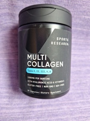 Sports Research Multi Collagen Complex Hyaluronic Acid 90 Capsules Gluten-Free