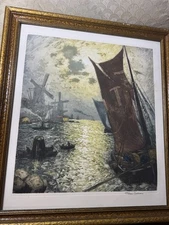 Heran Chaban (1887 - 1939) "Near Dordrecht Holland" AP Color Etching - Signed