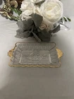 Vintage Anchor Hocking Clear Glass Relish Tray Gold Trim And Handles Rectangle