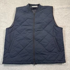 Line Of Trade Vest Men XXL Blue Full Zip Quilted Puffer Pockets Workwear