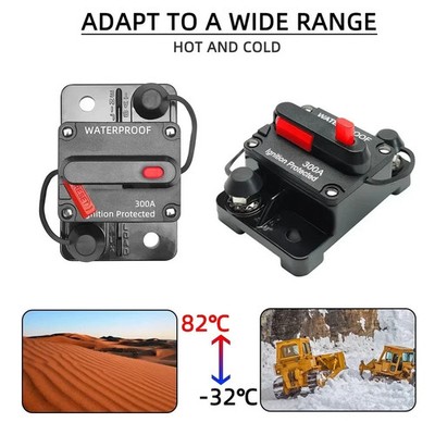 30-300Amp Wasserdicht Auto Leitungsschutzschalter Sicherung Reset für Boot Auto DC 12V-48V UK