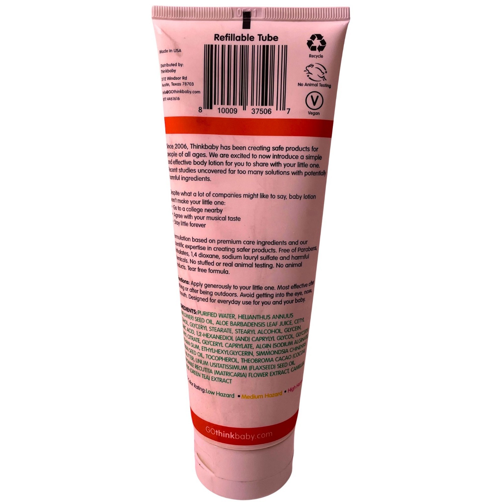 Thinkbaby Unscented Baby Lotion 6oz Daily Hydration 4 Pack &ndash; New