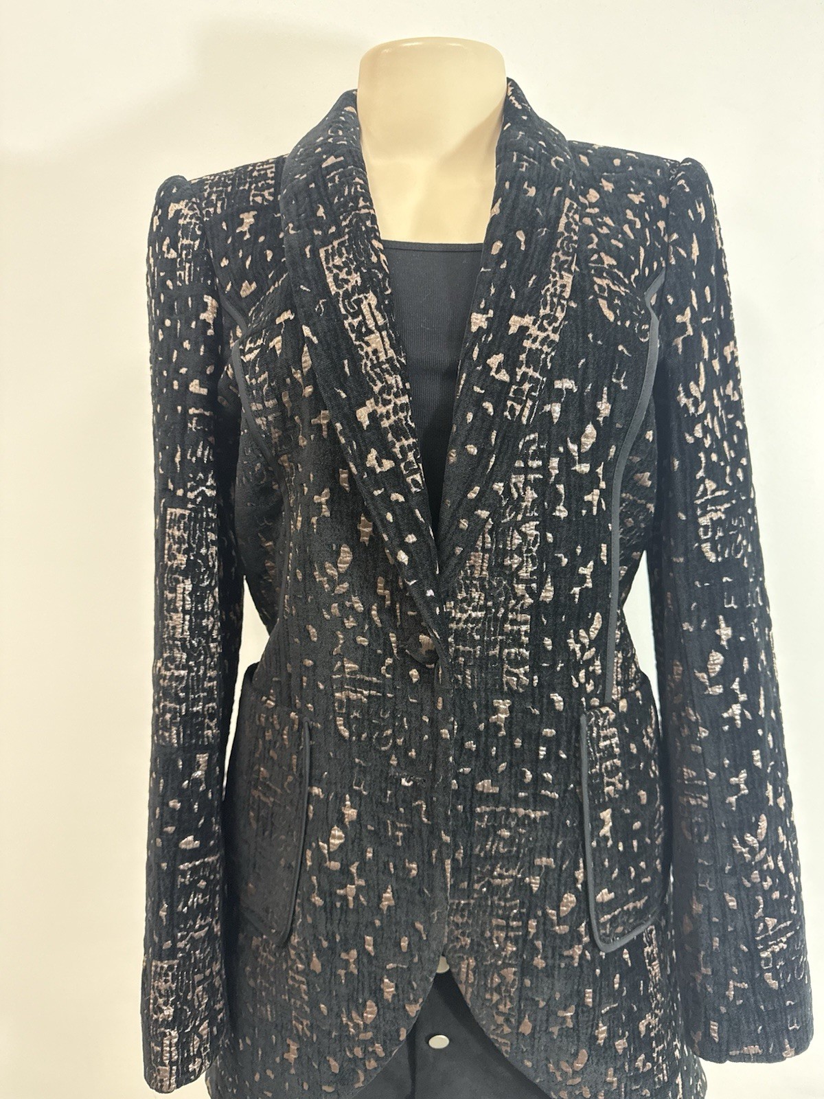 Rachel Zoe Black Gold Shimmer Women' Blazer jacket Size 8 On