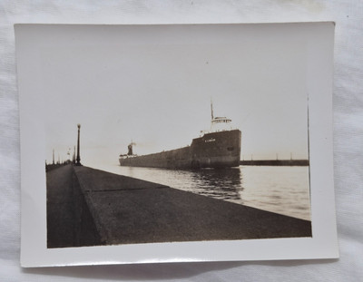 Original Great Lakes Transit Freighter ''E. J. KULAS'' Real B/W Photo 4.7'' x 3.5''