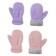 2 Pairs Toddler Mittens Unisex Lined L Fits 2-4 years Pink light Purple