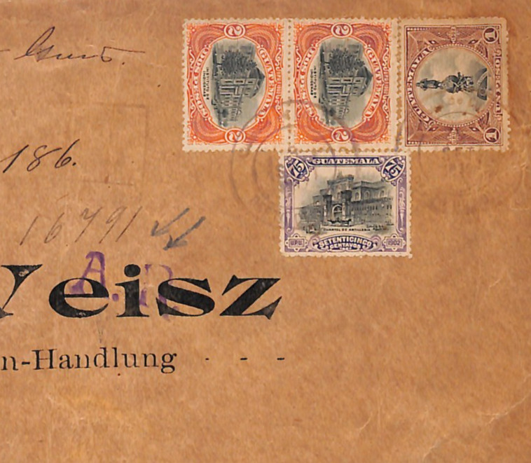 GUATEMALA TRANSATLANTIC Cover Registered 5 Pesos 75c HIGH RATE 1912 Vienna VM131