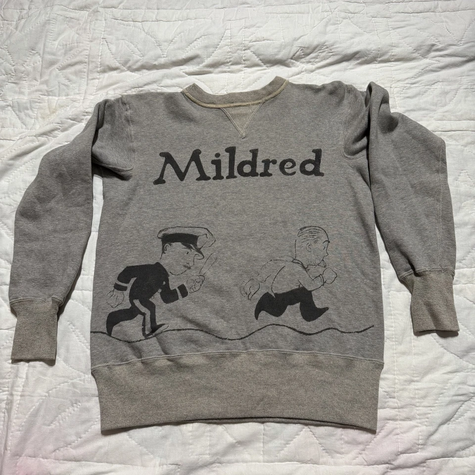 Warehouse Japan Double V Crewneck Sweatshirt Cotton Freedom Sleeves Size 38 - Image 2 of 4