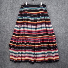 LRL Ralph Lauren Skirt Womens 6 Striped Crinkle Georgette Midi A Line Side Zip