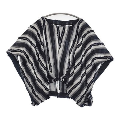 divka Size 2 DK25-05-T02 Fringe Blouse shirt Black Grey 6-0506S 