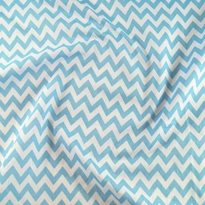 Blau Zick Zack Chevron Streifen Polycotton 44'' Stoff 6 mm Nähen Basteln - pro Meter