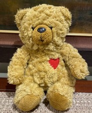 Kohl  s Cares Brown Swirly Fur Teddy Bear Plush Red Heart On Chest 11  EUC