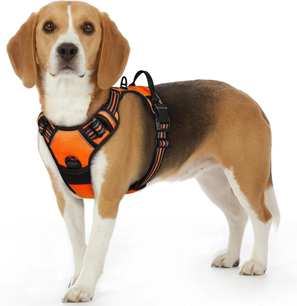 Dog Harness for Large Dogs, No Pull Service Vest with Reflective Strips and Cont