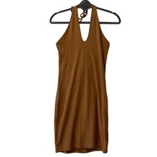 Wild Fable Camel Brown Ribbed Halter Backless Dress Large