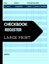 LARGE PRINT Checkbook register: Simple check register for checking and savings a