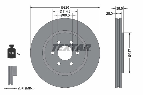 2Er-Set 2Er Set Bremsscheibe Textar 92164405 Nissan 402063X00B Nissan 402065X00A-image