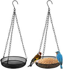 2PCS Hanging Bird Feeder with Tray, Hanging Tray Wild Bird Feeder, Metal Mesh...