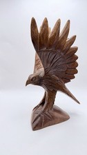 Vtg Original Art Eagle Wood Hand carved Solid Wood 10" Figurine Sculpture NICE 