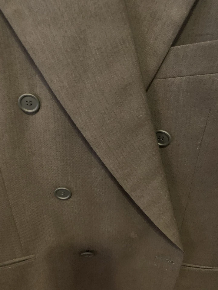 Armani De Colección Hombre 42 Traje Chaqueta Abrigo Deportivo Blazer Doble Pecho Gris Lana De Colección Q Foto 2 de 4