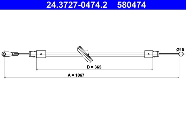 Fits ATE 24.3727-0474.2 BRAKE CABLE