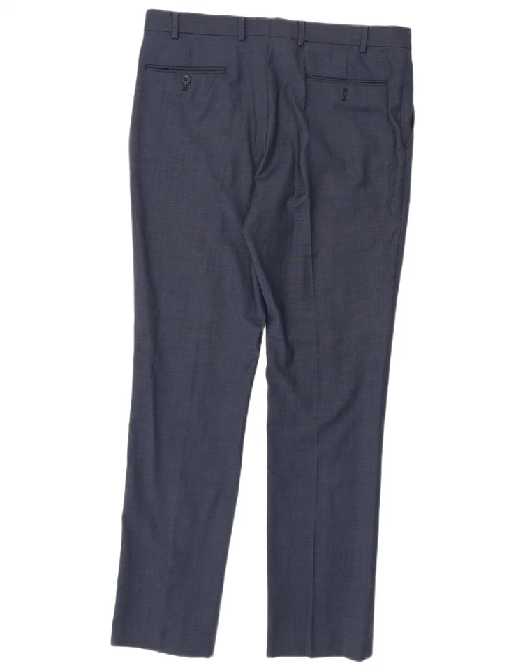 Pantalones de traje ajustados para mujer PENGUIN W36 L34 lana azul marino BS09 Foto 2 de 3