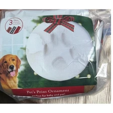 Pawprint Ornament Kit - 2 Kits White Clay Baby Pet Keepsake Christmas