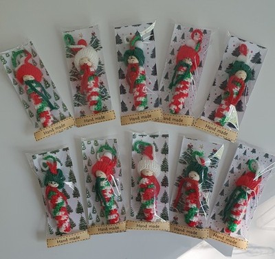 Handmade Figuren Anhänger  10 Stück Sorgenwürmchen Glückswürmchen Weihnachten 