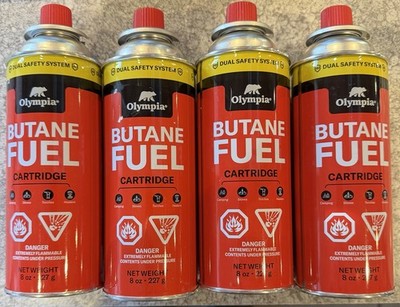 4 Cans Olympia Butane Stove Camp Fuel 8.8OZ Emergency Survival Camping.