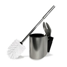 Toilet Brush Set - Wall-Mounted Toilet Brush with Covered Holder, Nickel Finish