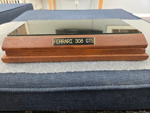 FERRARI 308 GTS SOLID WOOD DISPLAY BASE GLASS  MIRROR TOP FOR A 1/24 SCALE CAR.