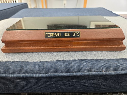 FERRARI 308 GTS SOLID WOOD DISPLAY BASE GLASS  MIRROR TOP FOR A 1/24 SCALE CAR.