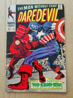DAREDEVIL #43 VG- ORIGIN PARTIALLY RETOLD CAPTAIN AMERICA JACK KIRBY (2)