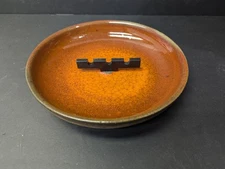 Vintage MCM E.Carriere Inc Architectural Ceramic Deep Orange Handcrafted Ashtray