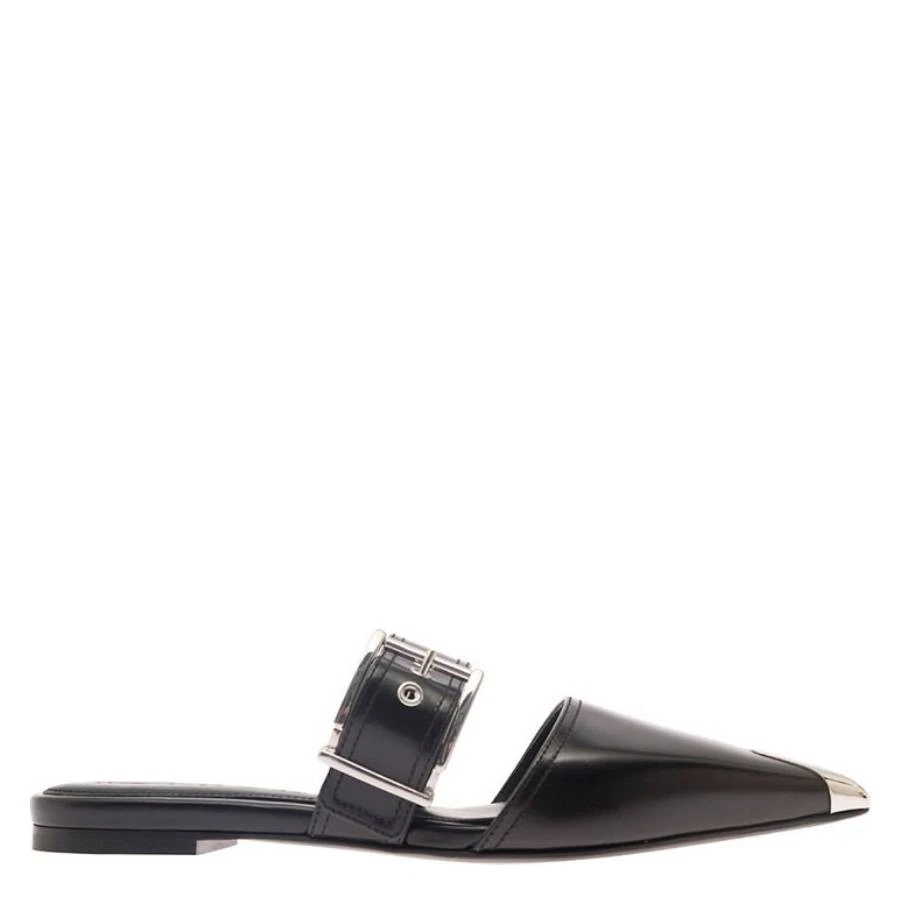 Alexander McQueen Mules con punta in metallo in pelle
