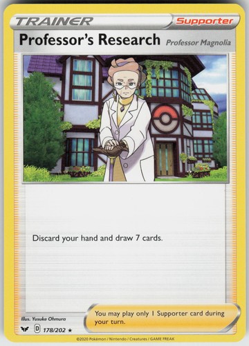 Professor's Research (Professor Magnolia) 178/202 Holo Sword & Shield Pokemon NM