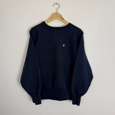 Vintage 90s Champion Reverse Weave Embroidered Pullover Sweatshirt Blue Medium