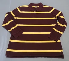 The Foundry Supply Co Rugby Polo Long Sleeve Burgundy With Yellow Stripes XLT