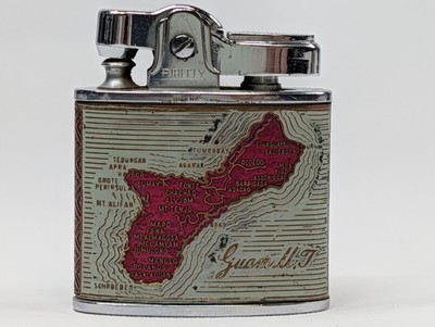 Firefly Superlighter Guam M.T. Mariana Territory Souvenir Lighter 1950s Enamel 