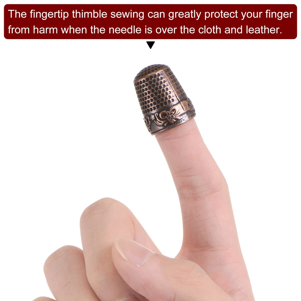 4pcs Sewing Thimble Copper Sewing Thimble Finger Protector, Red Bronze Foto 4 de 4